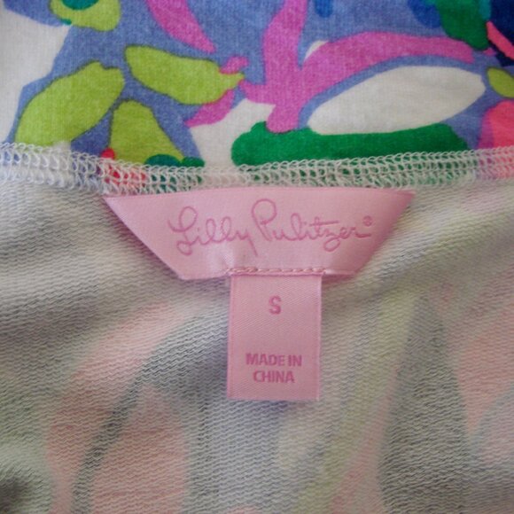 Lilly Pulitzer Floral Tunic Top V-neck Stretchy Purple Pink Green Blue Small - Picture 3 of 12
